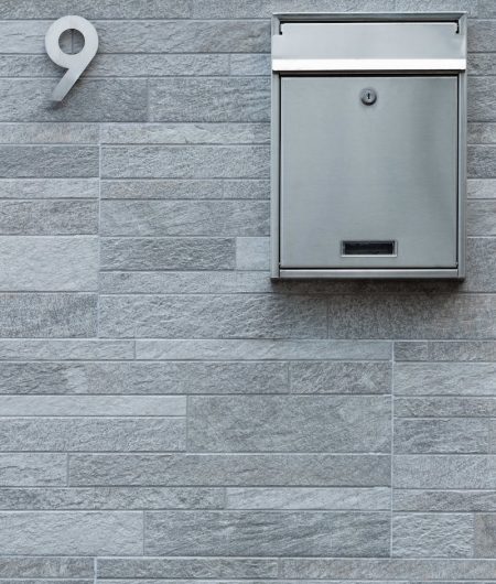 gray steel mailbox